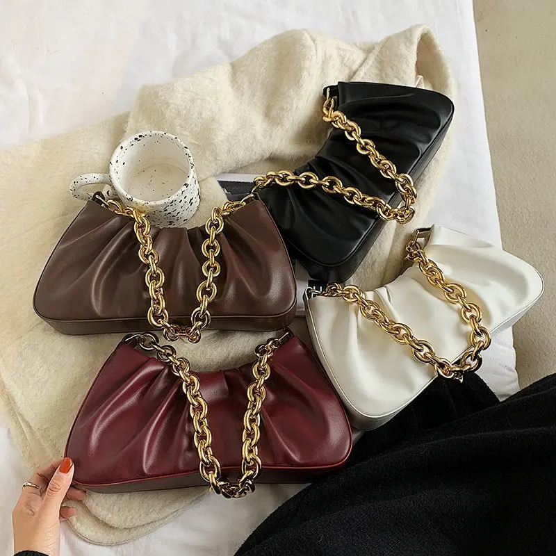 Bags For Women Underarm Chic Soft Leather Single Shoulder Purse Women Crossbody Bag Luxury Handbags Thick Chain Day Clutches, 4 colors as picture
Bags For Women Underarm Chic Soft Leather Single Shoulder Purse Women Crossbody Bag Luxury Handbags Thick Chain Day Clutches, 4 colors as picture
