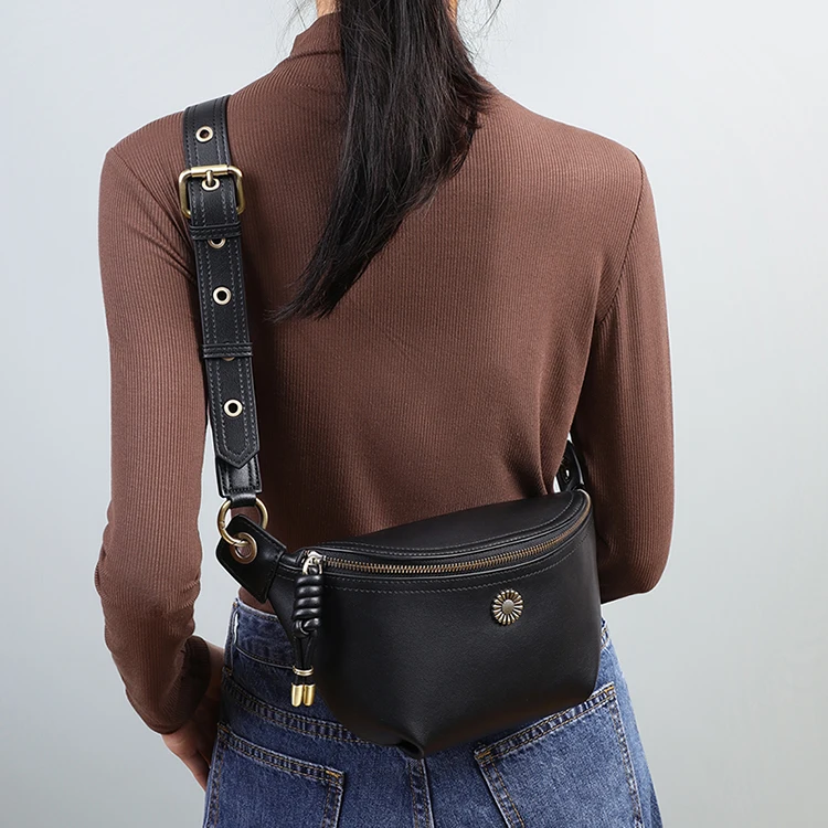 Viney Factory Wholesale Design Single Shoulder Cross Body Genuine Leather Chest Waist Bags, Black
Viney Factory Wholesale Design Single Shoulder Cross Body Genuine Leather Chest Waist Bags, Black