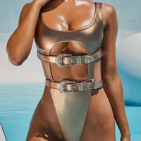 YY3499 High quality women's one-piece golden swimsuit belt buckle bodycon beachwear sexy swimwear
YY3499 High quality women's one-piece golden swimsuit belt buckle bodycon beachwear sexy swimwear