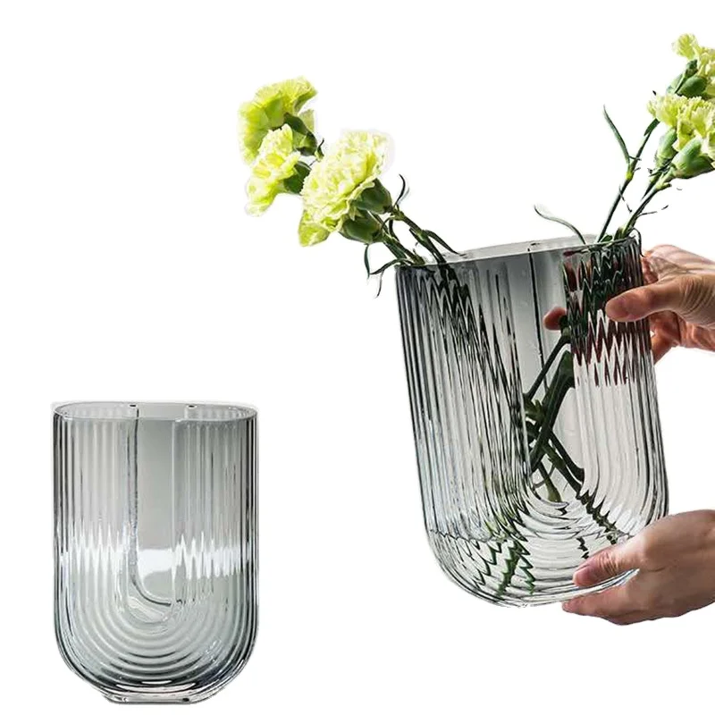 Creative U-shaped transparent glass vase decoration water raised flowers living room flower arranger
Creative U-shaped transparent glass vase decoration water raised flowers living room flower arranger