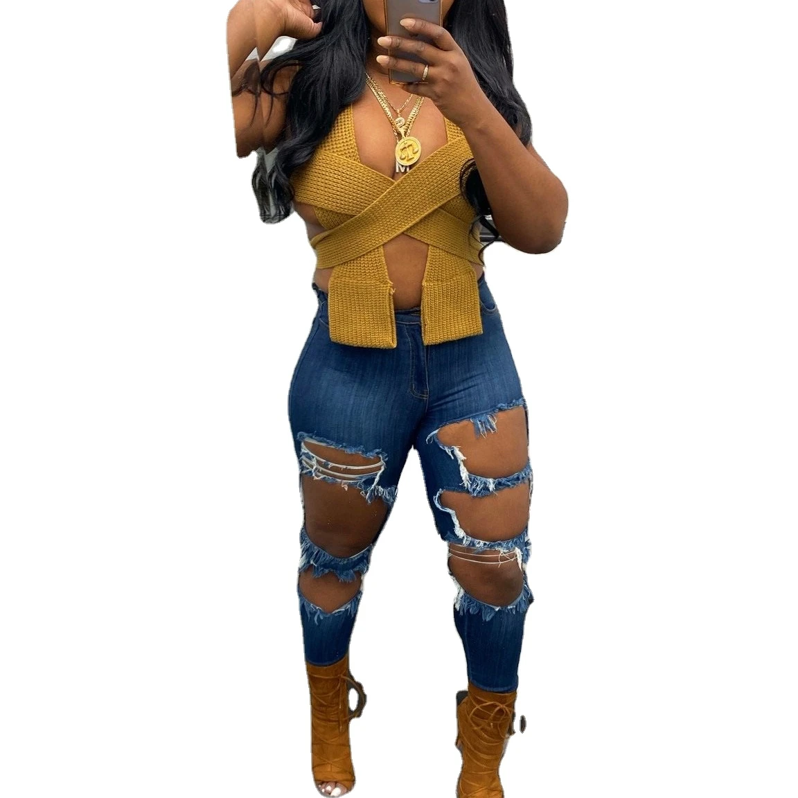 Factory PRICE Big Holes Jeans Womens Summer Fashionable Ripped Tassel Jeans Femme Skinny Washed Tassel Slit Women Denim Jean
Factory PRICE Big Holes Jeans Womens Summer Fashionable Ripped Tassel Jeans Femme Skinny Washed Tassel Slit Women Denim Jean