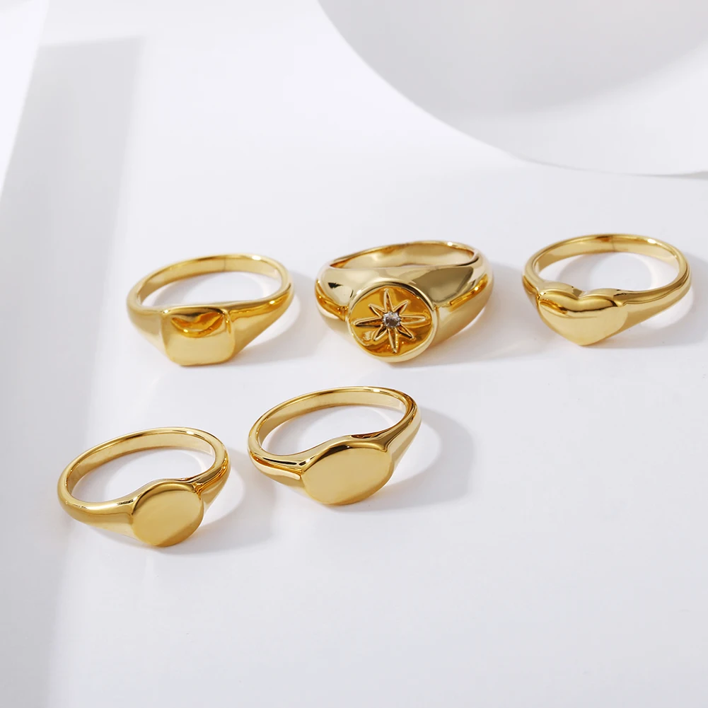 Wholesale Fashion Women Finger Jewelry Round Signet Ring Real Gold Electroplated Copper Heart Signet Ring Oval Signet Rings
Wholesale Fashion Women Finger Jewelry Round Signet Ring Real Gold Electroplated Copper Heart Signet Ring Oval Signet Rings