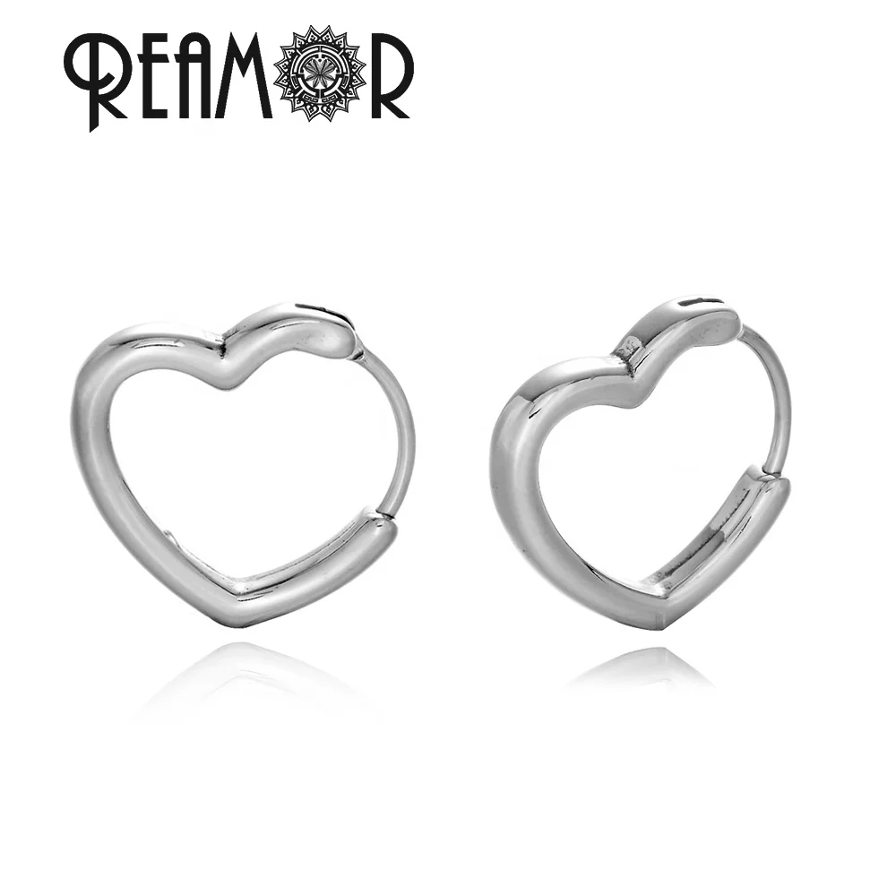 REAMOR Romantic Simple Hollow Heart Shape Hoop Earrings Women Silver Color Stainless Steel Big Round Earrings for Women Girl
REAMOR Romantic Simple Hollow Heart Shape Hoop Earrings Women Silver Color Stainless Steel Big Round Earrings for Women Girl