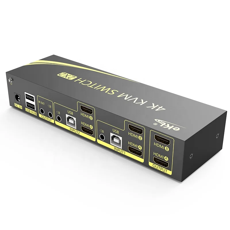 2 in 2 out HDMI KVM Switch 4K 60Hz Support HDMI 2.0 HDCP 2.2 dual screen switcher, Black
2 in 2 out HDMI KVM Switch 4K 60Hz Support HDMI 2.0 HDCP 2.2 dual screen switcher, Black