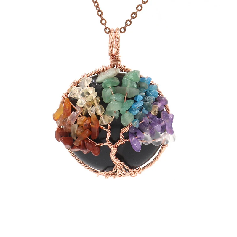 Bohemia Style 7 Color Chakra Crystal Tree Of Life Pendant With Black Agate
Bohemia Style 7 Color Chakra Crystal Tree Of Life Pendant With Black Agate