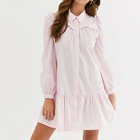 2018 Autumn long sleeve light breathable women casual cotton mini shirt dresses