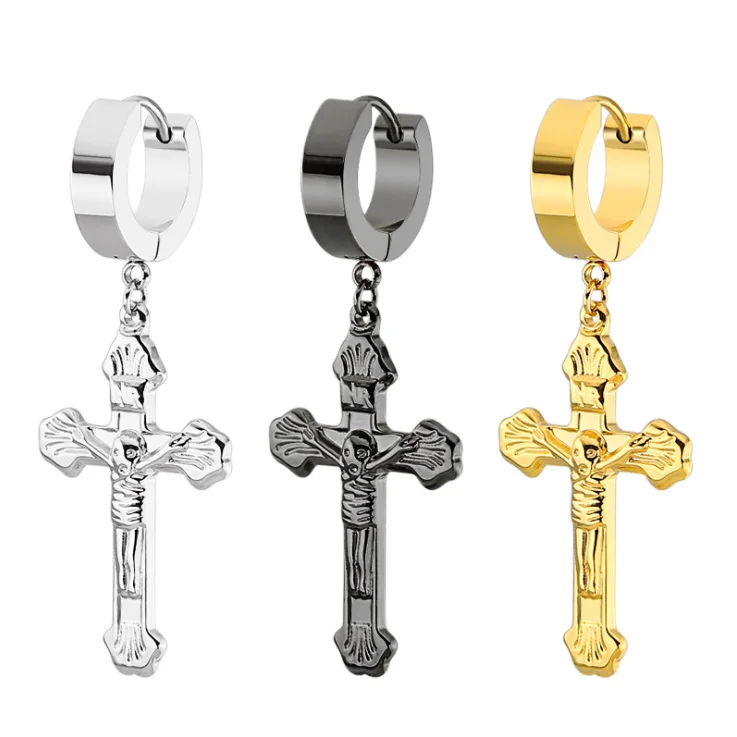 Korean version titanium steel vintage round earrings cross pendant stainless steel plating skull skeleton ear buckle ear, Silver,gold, black
Korean version titanium steel vintage round earrings cross pendant stainless steel plating skull skeleton ear buckle ear, Silver,gold, black