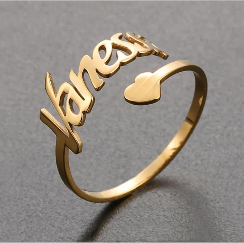 Fashion Rings 2021 Customized 3D 18K Gold Heart Ring Adjustable Stainless Steel Personalized Name Rings
Fashion Rings 2021 Customized 3D 18K Gold Heart Ring Adjustable Stainless Steel Personalized Name Rings