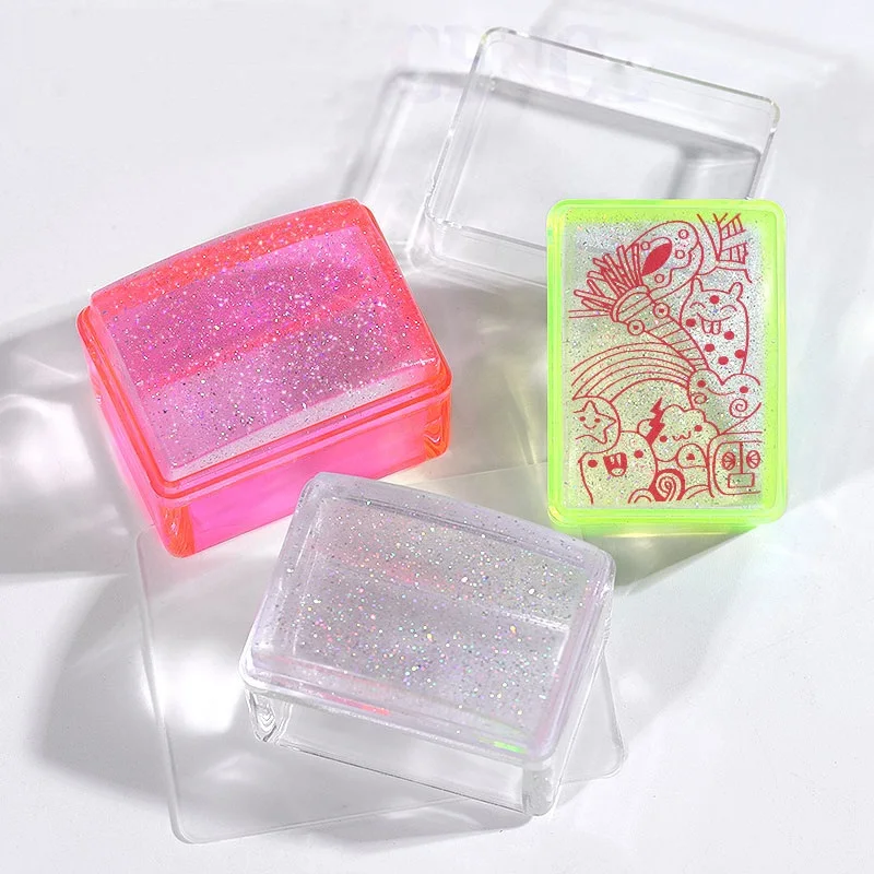 1Set Rectangle Jelly Silicone Nail Stamper Fluorescence Green Pink Clear Handle Starry Glitter Stamping Nail Art Template Tools 
1Set Rectangle Jelly Silicone Nail Stamper Fluorescence Green Pink Clear Handle Starry Glitter Stamping Nail Art Template Tools