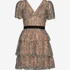 Online Dresses High Quality Order Online Modest New Years Eve Sequin-Embellished Mesh Mini Dresses For Women Female