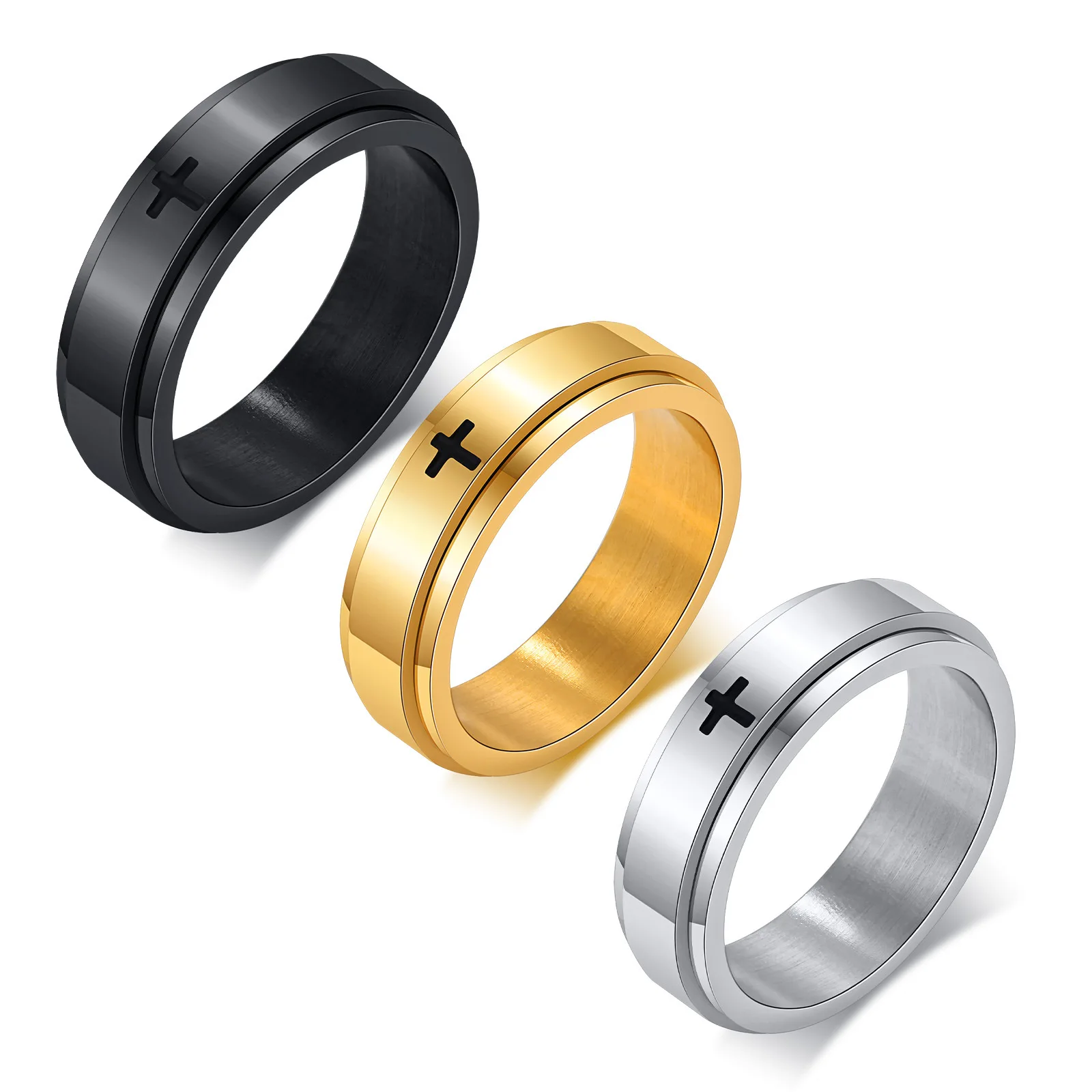 Fashion Jewelry Laser-etched Cross Rotatable Rotary Ring Black For Men Stainless Steel Rings
Fashion Jewelry Laser-etched Cross Rotatable Rotary Ring Black For Men Stainless Steel Rings