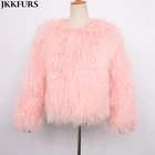 Wholesale Women Real Mongolian Sheep Fur Coat Winter Thick Warm Lamb Fur Jackets Lady Fashion Outwear