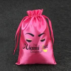 Customized printed hair extension packaging pouch drawstring satin bags for wigs