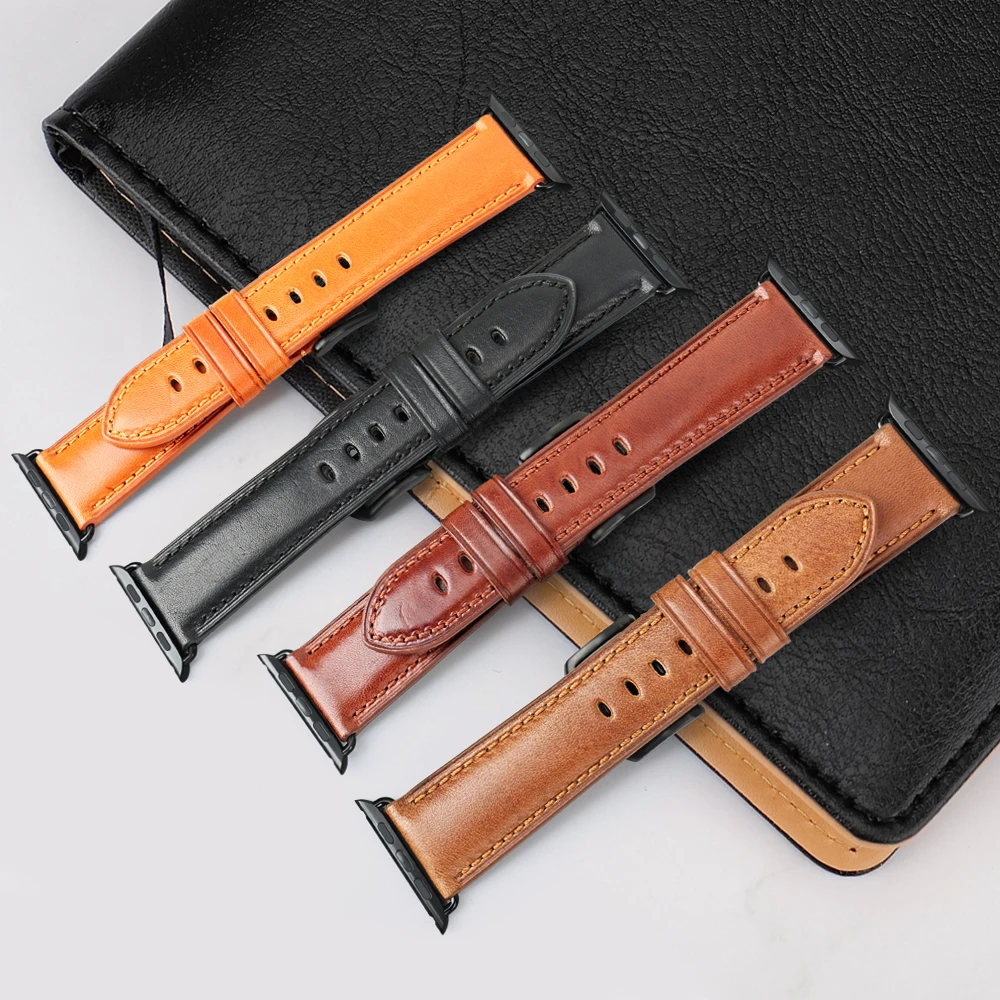Genuine Leather Strap For Apple Watch Band 45mm 42mm 44mm 41mm 40mm 38mm Watch Bracelet for Sereis SE 7 6 5 4 3 2 1 Wholesale, Orange, dark brown, black, light brown
Genuine Leather Strap For Apple Watch Band 45mm 42mm 44mm 41mm 40mm 38mm Watch Bracelet for Sereis SE 7 6 5 4 3 2 1 Wholesale, Orange, dark brown, black, light brown