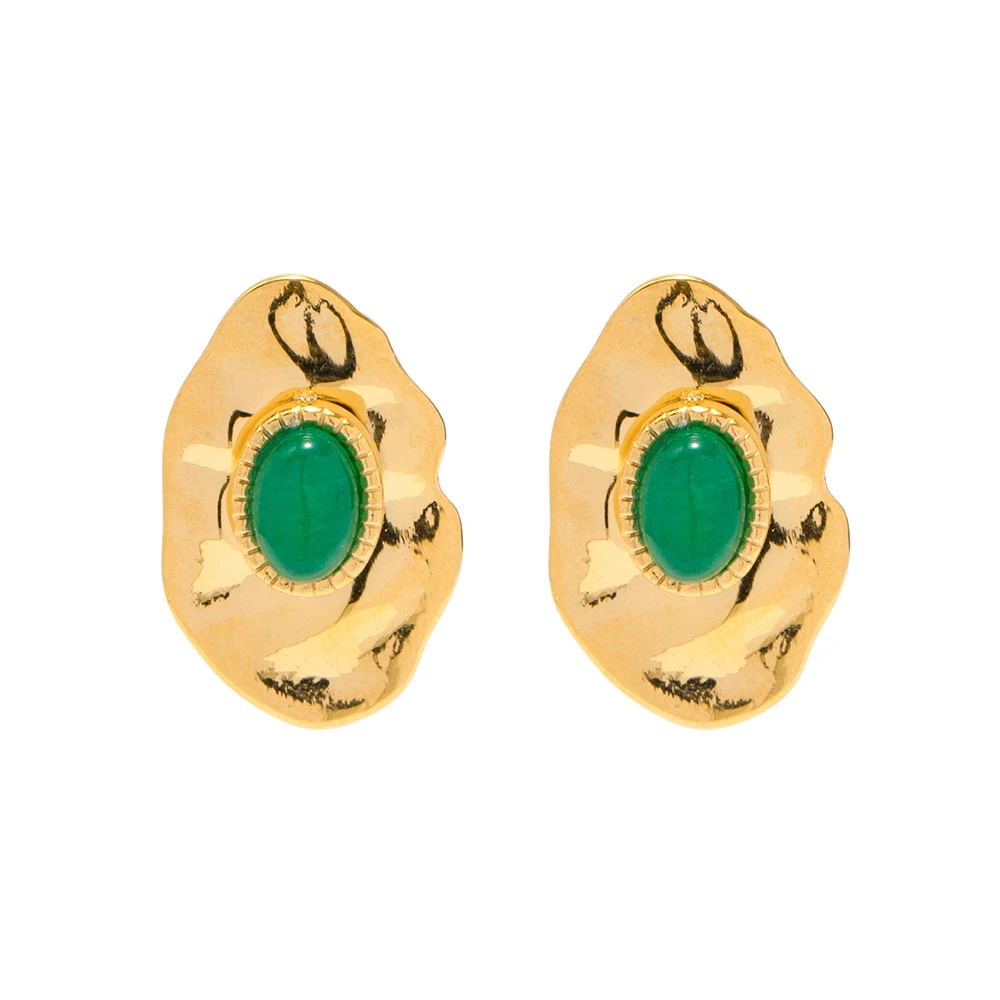 Creative 18K Gold Stainless Steel Stud Earrings Vintage Geometric Irregular Emerald Earrings Luxury Jewelry
Creative 18K Gold Stainless Steel Stud Earrings Vintage Geometric Irregular Emerald Earrings Luxury Jewelry