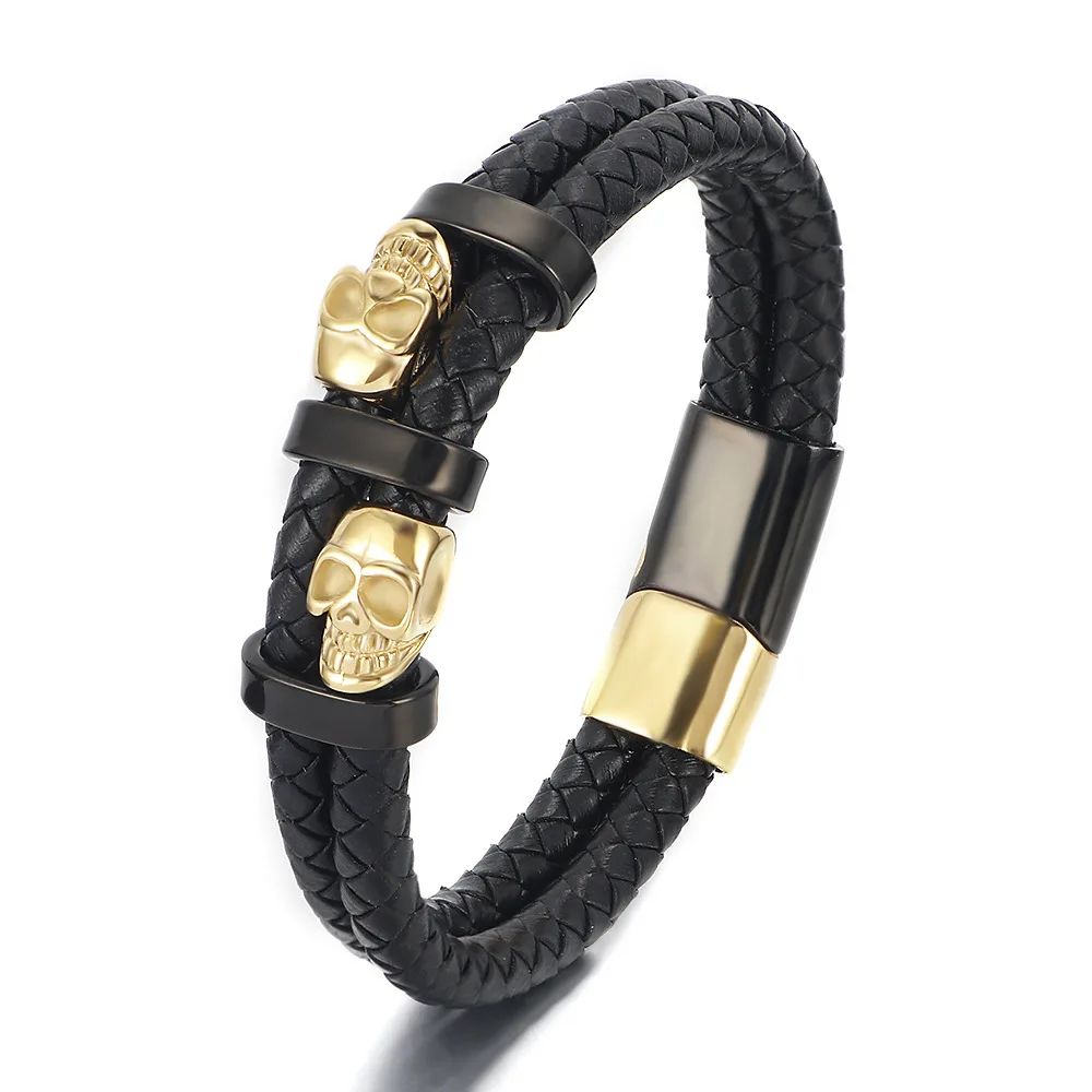 charm Customized men Skull bracelet men Magnetic Leather Gold jewelry stainless steel bracelet for man
charm Customized men Skull bracelet men Magnetic Leather Gold jewelry stainless steel bracelet for man