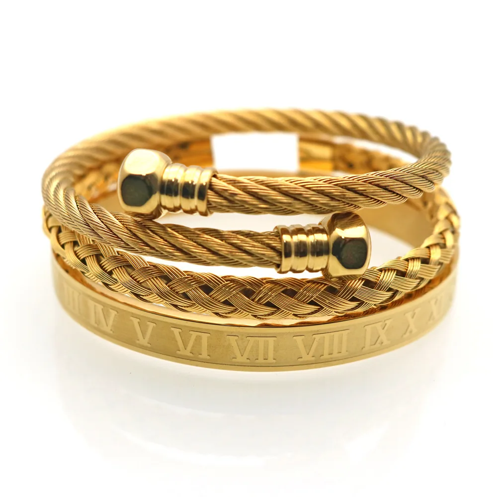 Fashion Roman Numeral Stainless Steel Bracelets Sets Hemp Rope Buckle Open Bangles For Men Jewelry, Gold,silver and black
Fashion Roman Numeral Stainless Steel Bracelets Sets Hemp Rope Buckle Open Bangles For Men Jewelry, Gold,silver and black