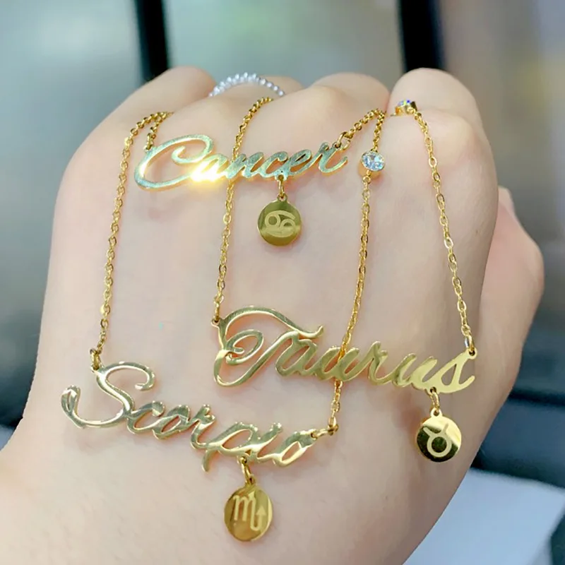 Zodiac Necklace Stainless Steel Gold Plated Constellations Charm Birthday Gifts Couple Titanium Steel Clavicle Chain Necklaces
Zodiac Necklace Stainless Steel Gold Plated Constellations Charm Birthday Gifts Couple Titanium Steel Clavicle Chain Necklaces