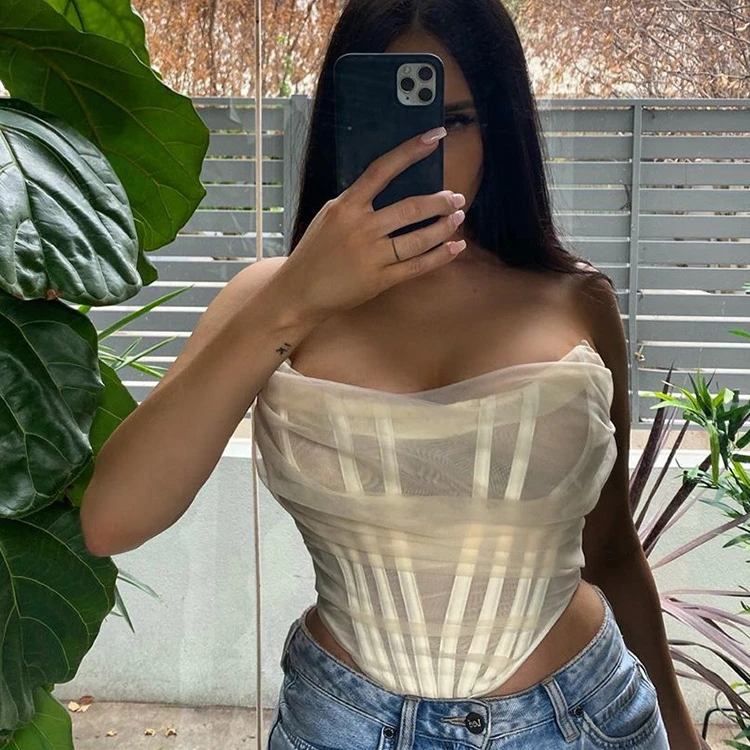 2020 Summer American Women's Crop Top Off The Shoulder Fashion Mesh Vest Short Women Tops, White
2020 Summer American Women's Crop Top Off The Shoulder Fashion Mesh Vest Short Women Tops, White