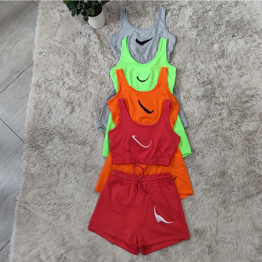 Wholesale Woman Short Pants Two Piece,Fashion Brand Logo Embroided Jogger Set,Sports Tank Top Designer 2 Piece Women
Wholesale Woman Short Pants Two Piece,Fashion Brand Logo Embroided Jogger Set,Sports Tank Top Designer 2 Piece Women