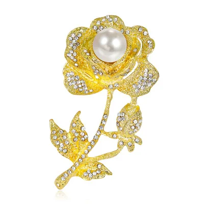2 Colors Alloy Diamond and Pearl Exquisite Rose Brooch Fashion Clothing Accessories Retro Jewelry Wholesale in Factory
2 Colors Alloy Diamond and Pearl Exquisite Rose Brooch Fashion Clothing Accessories Retro Jewelry Wholesale in Factory
