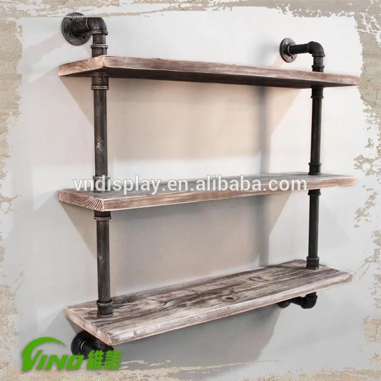 tiers rustic industrial timber,antique metal pipe handmade