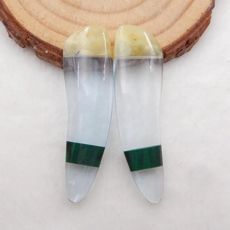 Sale High Quality Long Earring Pendant Pair!! Yellow Opal, Malachite and Quartz Intarsia Gemstone Earring Bead, 44x12x5mm, 7.7g
Sale High Quality Long Earring Pendant Pair!! Yellow Opal, Malachite and Quartz Intarsia Gemstone Earring Bead, 44x12x5mm, 7.7g