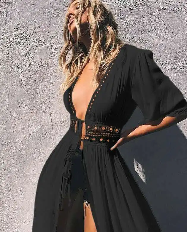 TW873 New arrival Bohemian Solid Long dress sunscreen bikini Beach Wear Women blouse Kimono Cover Up
TW873 New arrival Bohemian Solid Long dress sunscreen bikini Beach Wear Women blouse Kimono Cover Up