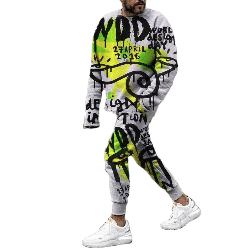 2021 Plus Size New Graffiti Sports Street Style Tracksuits Casual O-neck Long Sleeved Sweater Top Pants Suits 2pc Set for Men
2021 Plus Size New Graffiti Sports Street Style Tracksuits Casual O-neck Long Sleeved Sweater Top Pants Suits 2pc Set for Men