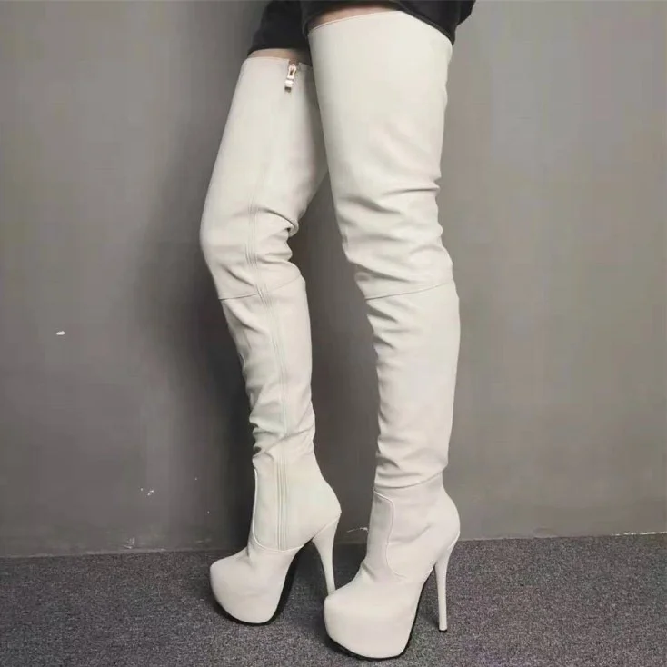 Wholesale Solid Platform Dating Women Over Knee High Boots Side Zip Round Toe Thin Heel Sexy Long Booties For Ladies Large Size, Beige
Wholesale Solid Platform Dating Women Over Knee High Boots Side Zip Round Toe Thin Heel Sexy Long Booties For Ladies Large Size, Beige