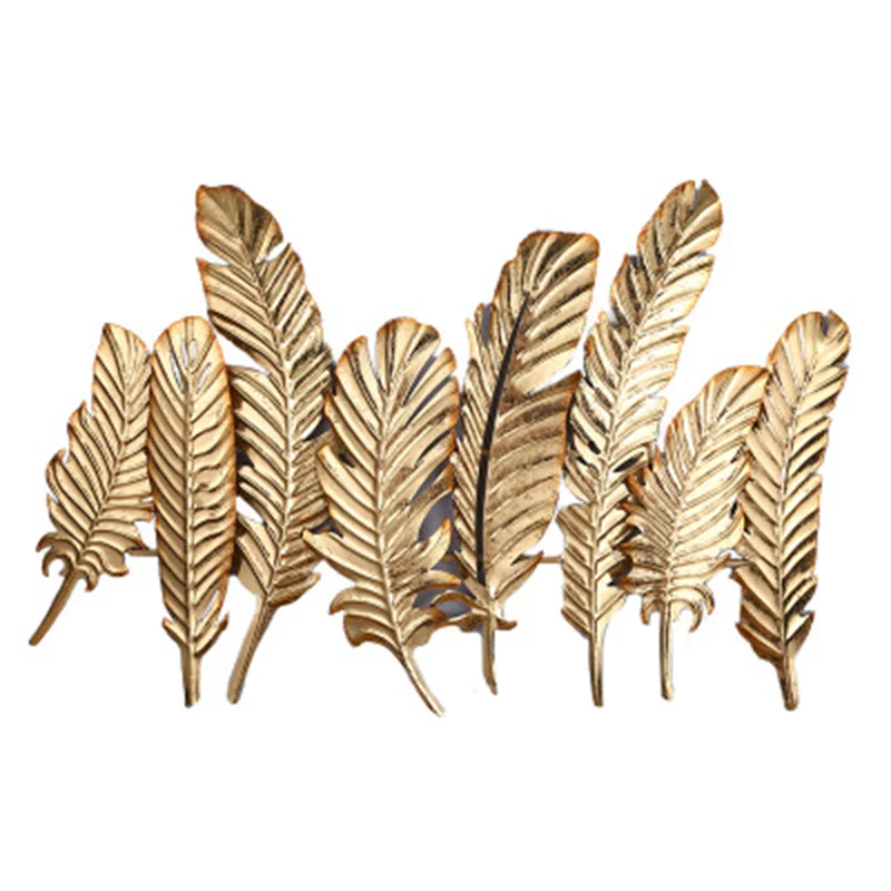 European New Iron Wall Mount Creative Golden Feather Metal Wall Hanging Craft Pendant Home 3D Wall Decoration, As photo
European New Iron Wall Mount Creative Golden Feather Metal Wall Hanging Craft Pendant Home 3D Wall Decoration, As photo
