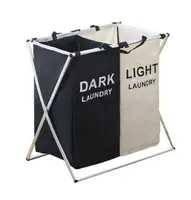 Double Sorter Lights Darks Clothes Storage Foldable Laundry Basket With Aluminum Alloy Handle Net Coverings Black And White
Double Sorter Lights Darks Clothes Storage Foldable Laundry Basket With Aluminum Alloy Handle Net Coverings Black And White