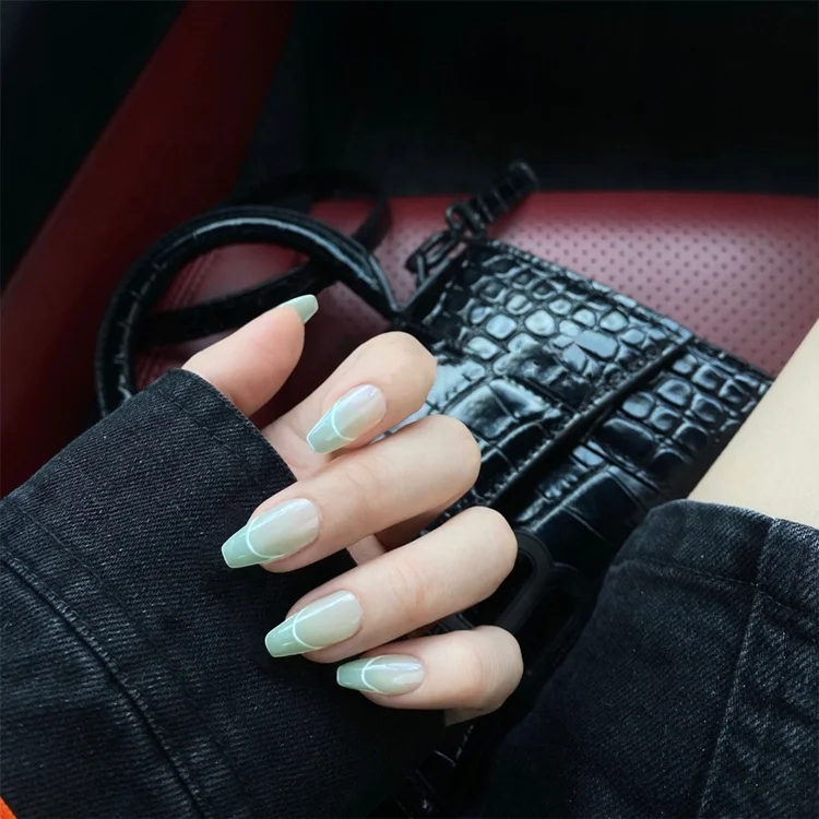 24 Pcs Ballerine French Water Green Waterproof Nail patch Coffin Press on Nail, As pic
24 Pcs Ballerine French Water Green Waterproof Nail patch Coffin Press on Nail, As pic