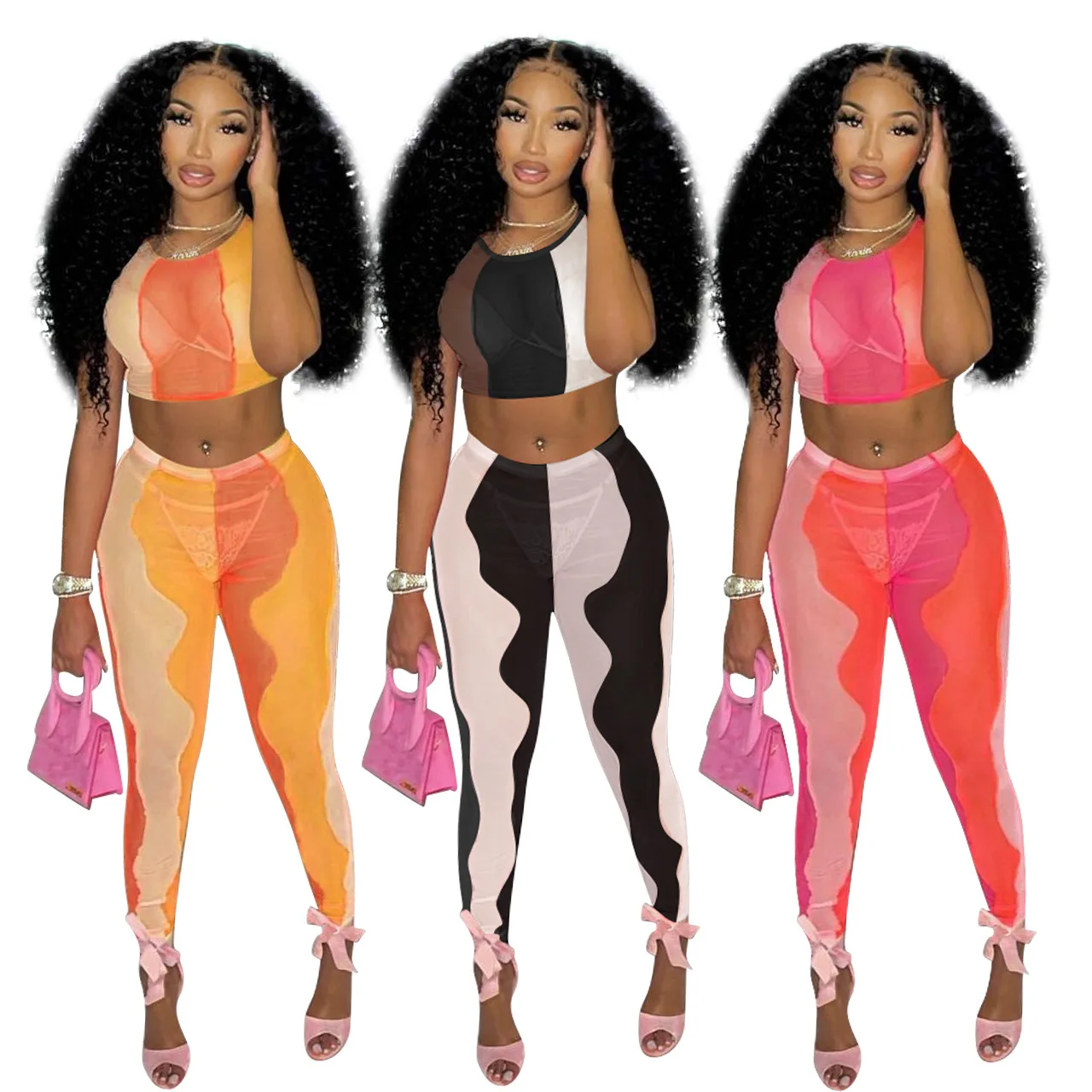 2021 New arrival Summer 2021 sexy women clothing casual 2 piece set Fashion mesh irregular splicing sleeveless two piece set, Picture color
2021 New arrival Summer 2021 sexy women clothing casual 2 piece set Fashion mesh irregular splicing sleeveless two piece set, Picture color