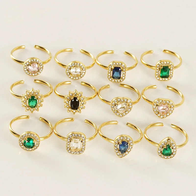 18K Gold Plated Stainless Steel Rings Wedding Statement Jewelry Open Adjustable Zircon Ring For Women
18K Gold Plated Stainless Steel Rings Wedding Statement Jewelry Open Adjustable Zircon Ring For Women