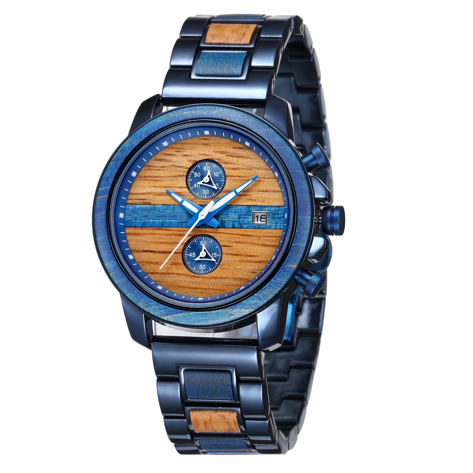 OEM Custom Logo Wooden Bracelet Watches For Men 2020 New Royal Blue Steel And Wood Luminous Pointer Chronograph Quartz Watches
OEM Custom Logo Wooden Bracelet Watches For Men 2020 New Royal Blue Steel And Wood Luminous Pointer Chronograph Quartz Watches