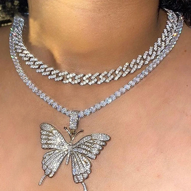 G222 Hip Hop Cuban Jewelry Butterfly Necklace Set Tennis Choker Women Bling Crystal Rhinestones butterfly cuban link necklace
G222 Hip Hop Cuban Jewelry Butterfly Necklace Set Tennis Choker Women Bling Crystal Rhinestones butterfly cuban link necklace