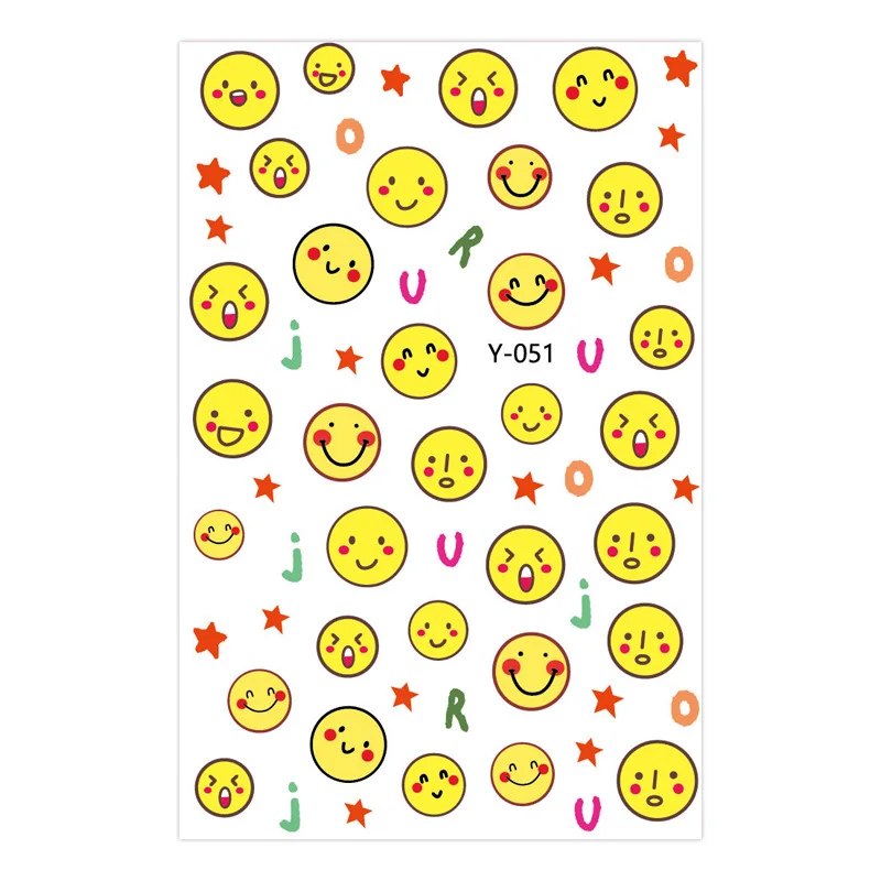 Y051-Y059 Explosive Hyuna Nail Sticker New Hyaluronic Acid Duck Cute Cartoon Smiling Child Nail Sticker
Y051-Y059 Explosive Hyuna Nail Sticker New Hyaluronic Acid Duck Cute Cartoon Smiling Child Nail Sticker
