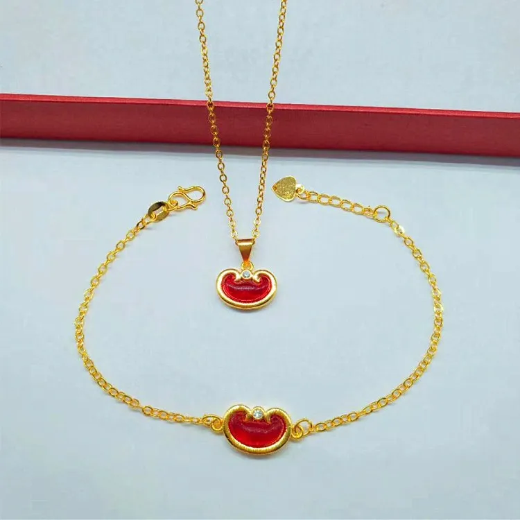 Gold Plated Gemstones And Ingots Bracelet Pendant Brass Plating Gold Jewelry Set For Women
Gold Plated Gemstones And Ingots Bracelet Pendant Brass Plating Gold Jewelry Set For Women