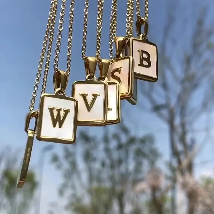 Trend 18K Gold plated Stainless Steel Chain Necklaces Male Square Natural Shell Initial Letters Pendant Jewelry for Women Gifts
Trend 18K Gold plated Stainless Steel Chain Necklaces Male Square Natural Shell Initial Letters Pendant Jewelry for Women Gifts