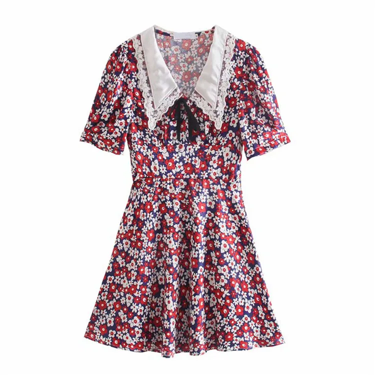 BMURHMZA2021 summer new sweet style women's lace jacquard collar satin printed high waist short dress, Picture color
BMURHMZA2021 summer new sweet style women's lace jacquard collar satin printed high waist short dress, Picture color