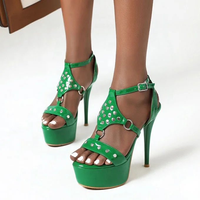 Sexy High Heels Platform Sandals for Women Metal Rivets Dance Stiletto Sandals Super Large Size 48 Women's Pumps, Black silver yellow green
Sexy High Heels Platform Sandals for Women Metal Rivets Dance Stiletto Sandals Super Large Size 48 Women's Pumps, Black silver yellow green