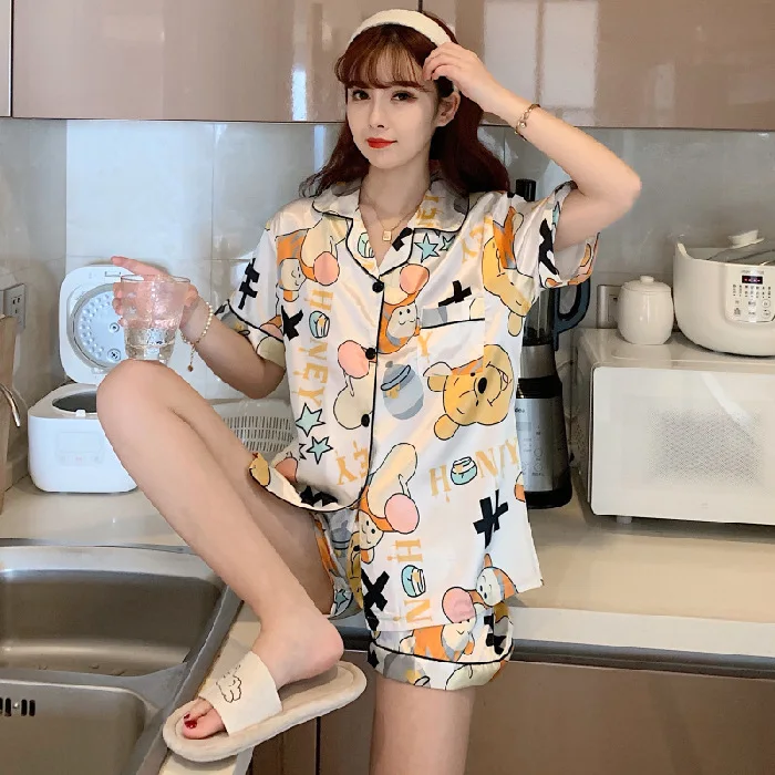 2021 Summer New Pyjamas Shorts Pijamas Cortas Pillamas Para Mujer Silk Pajamas Korean Sleepwear Short Sleeve Womens Loungewear
2021 Summer New Pyjamas Shorts Pijamas Cortas Pillamas Para Mujer Silk Pajamas Korean Sleepwear Short Sleeve Womens Loungewear