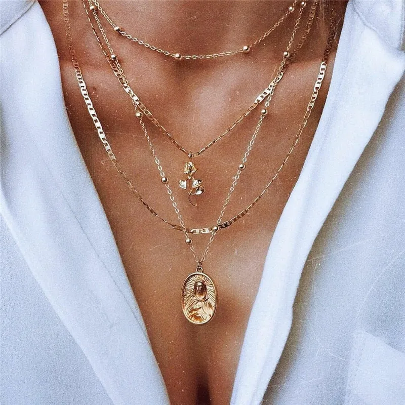 Hongtong Fashion Simple Rose Flower Necklaces Personality Popular Multilay Jewelry Virgen Mary Necklace, Picture
Hongtong Fashion Simple Rose Flower Necklaces Personality Popular Multilay Jewelry Virgen Mary Necklace, Picture