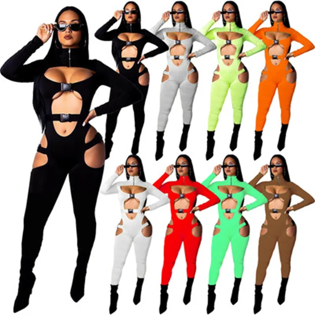 Tight-fitting buckle high-neck jumpsuit long-sleeved sexy women's hollow sports casual zipper jumpsuit
Tight-fitting buckle high-neck jumpsuit long-sleeved sexy women's hollow sports casual zipper jumpsuit