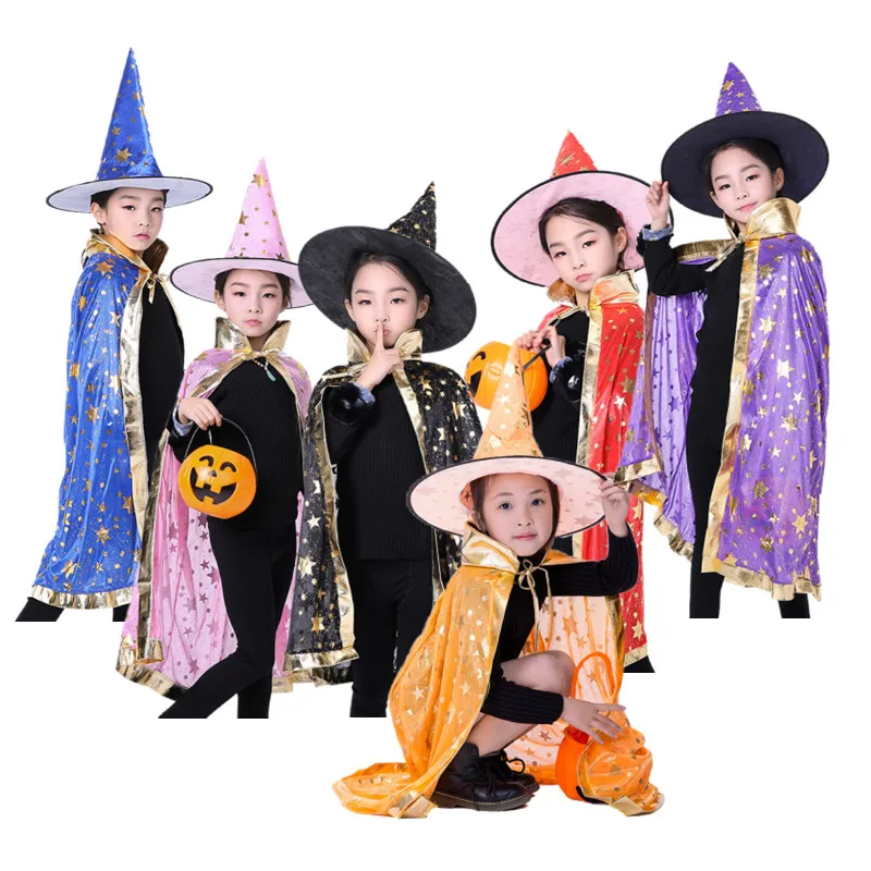 Hot sale multi colors star print kids cape hat set for Halloween kids boys girls Halloween cloak costume
Hot sale multi colors star print kids cape hat set for Halloween kids boys girls Halloween cloak costume