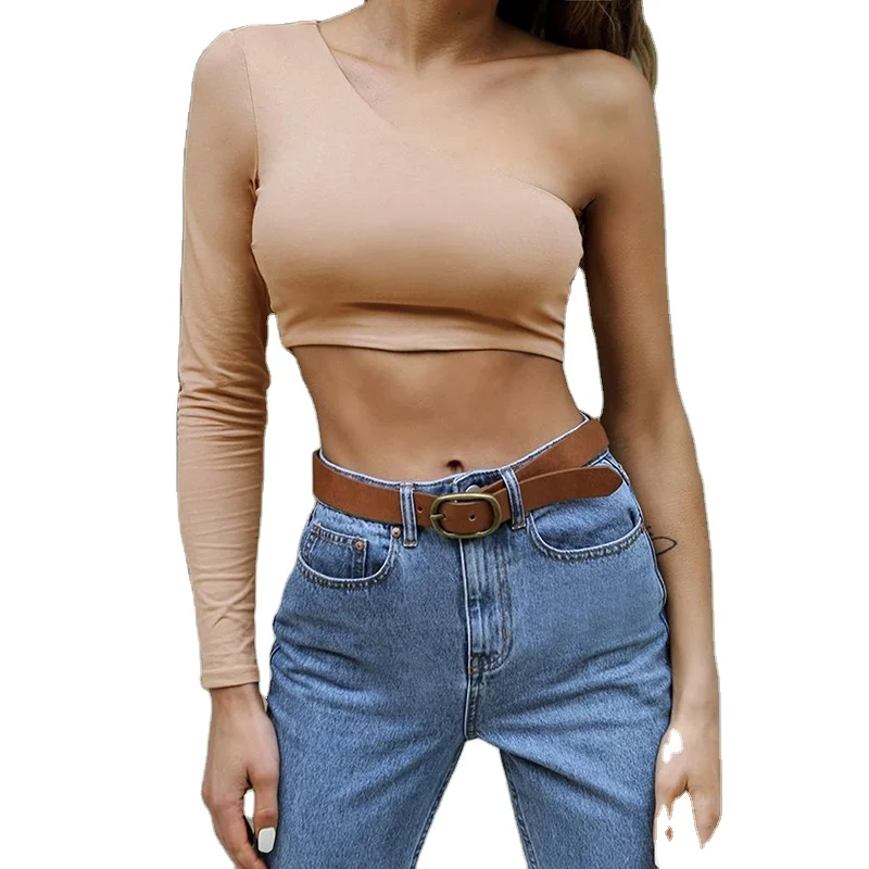 Women Nightclub Club Wear One-Shoulder Long Sleeve Crop Vest Versatile Base Vest, White, black, red, khaki, army green, gray
Women Nightclub Club Wear One-Shoulder Long Sleeve Crop Vest Versatile Base Vest, White, black, red, khaki, army green, gray