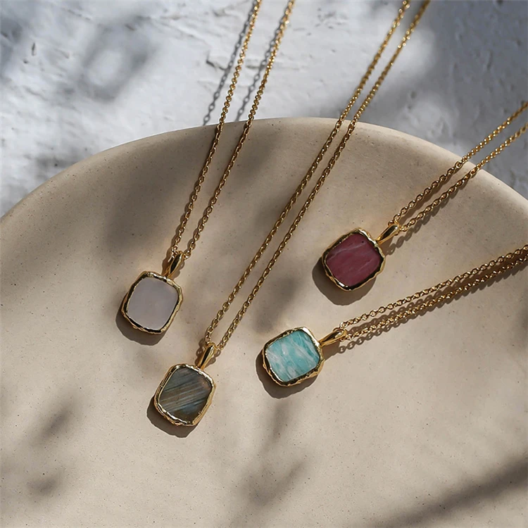 Aimgal Vintage S925 silver plated colourful square Pendants moonstone necklace for women
Aimgal Vintage S925 silver plated colourful square Pendants moonstone necklace for women
