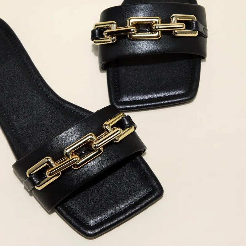 JANHE Ladies Beach Rubber Pu Slippers Square Toe Outdoor Sexy Purple Black Metal Chain Women Flats Casual Slides Shoes Stock, 5 colors
JANHE Ladies Beach Rubber Pu Slippers Square Toe Outdoor Sexy Purple Black Metal Chain Women Flats Casual Slides Shoes Stock, 5 colors