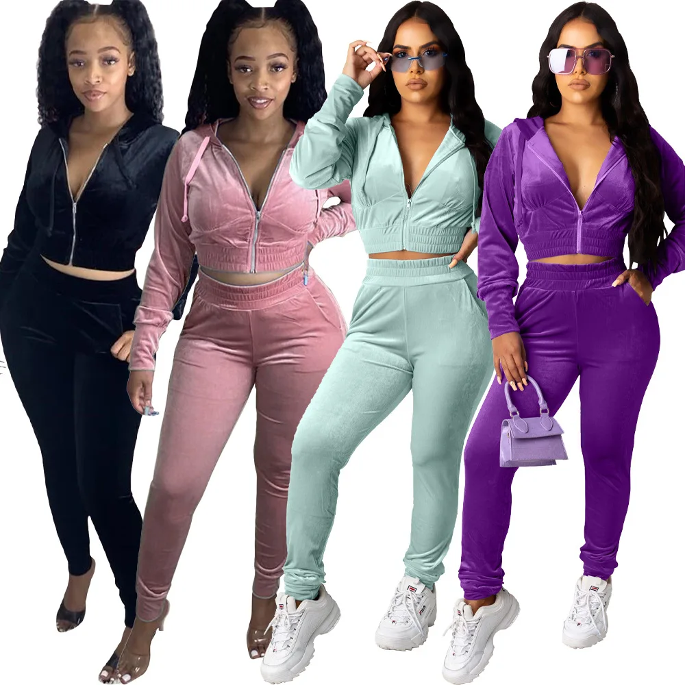 N898 Solid Zip Hoody Velvet Crop Top two piece suit Tracksuit Pants Set Trendy Color Fall Outfits women clothes
N898 Solid Zip Hoody Velvet Crop Top two piece suit Tracksuit Pants Set Trendy Color Fall Outfits women clothes